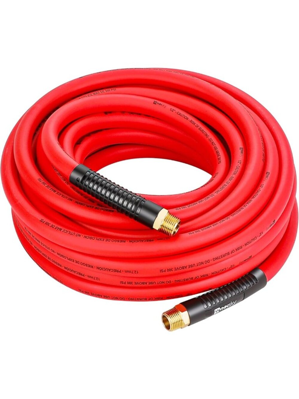 50FT 1/2" Air Hose with NPT Threads - Lightweight, Durable, Flexible Design